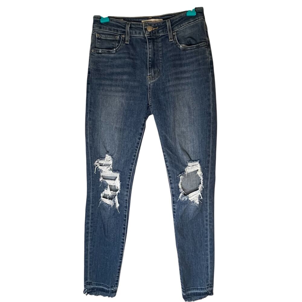 Levi's 721 High Rise Skinny Light Wash Distressed Jean Size 26